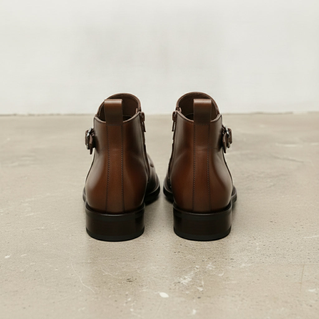 Men's Brown Apron-Toe Leather Jodhpur Boots