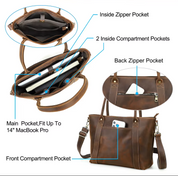 Unisex Full-Grain Leather Crossbody Tote Bag