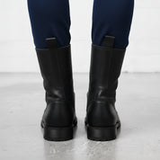 Men's Black Plain-Toe Leather Combat Boots