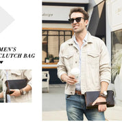 Multi-Compartment Men’s Leather Clutch, Anti-Theft Organizer Bag