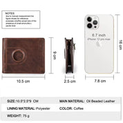 Slim Bifold RFID Leather Wallet Clip Wallet with AirTag Slot