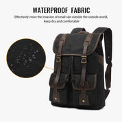 Men's Vintage Canvas Backpack, Retro Waterproof Laptop Bag