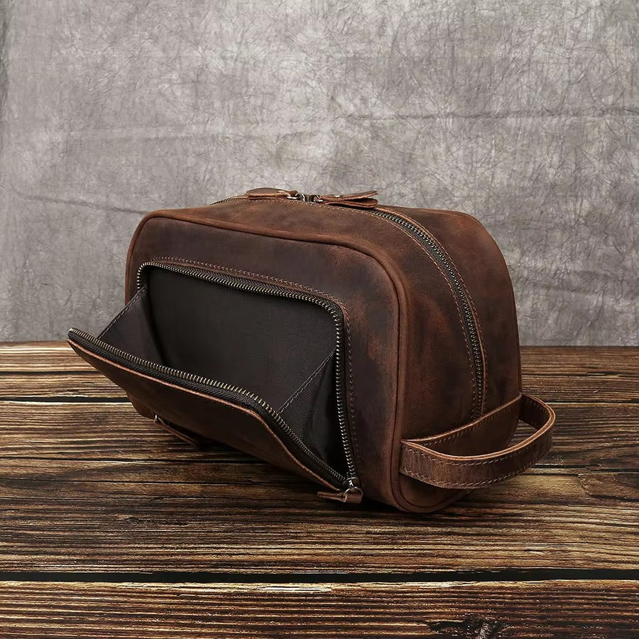 Premium Leather Toiletry Bag – Durable Travel Organizer