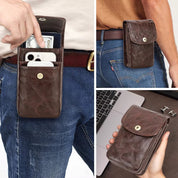 Men’s Leather Utility Waist Pouch – Phone & Passport Belt Holster