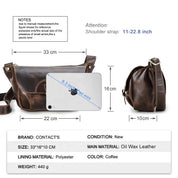 Unisex Retro Leather Crossbody Bag – Fits 8.3" iPad