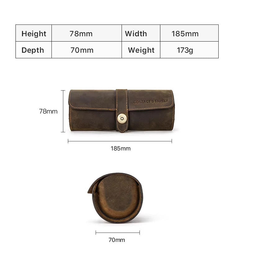 Watch Case Box With Three Slots Jewelry Pouch