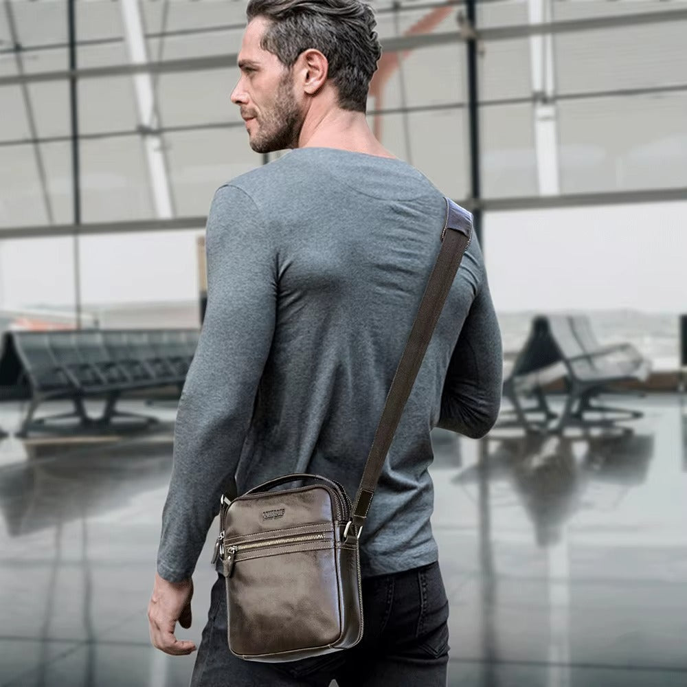 Men's Brown Leather Crossbody Messenger Bag — Bellister