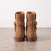 Men's Tan Plain-Toe Suede Biker Boots — Astley