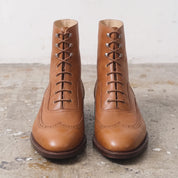 Men's Tan Wingtip Leather Oxford Boots — Selby