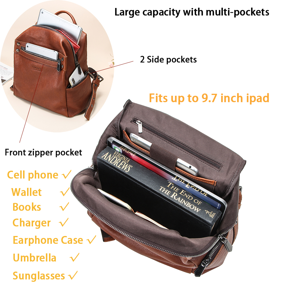 Women's Handcrafted Full-Grain Leather Travel Backpack