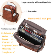 Women's Handcrafted Full-Grain Leather Travel Backpack