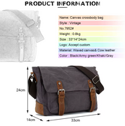 Vintage Canvas Messenger Bag with Multiple Compartments