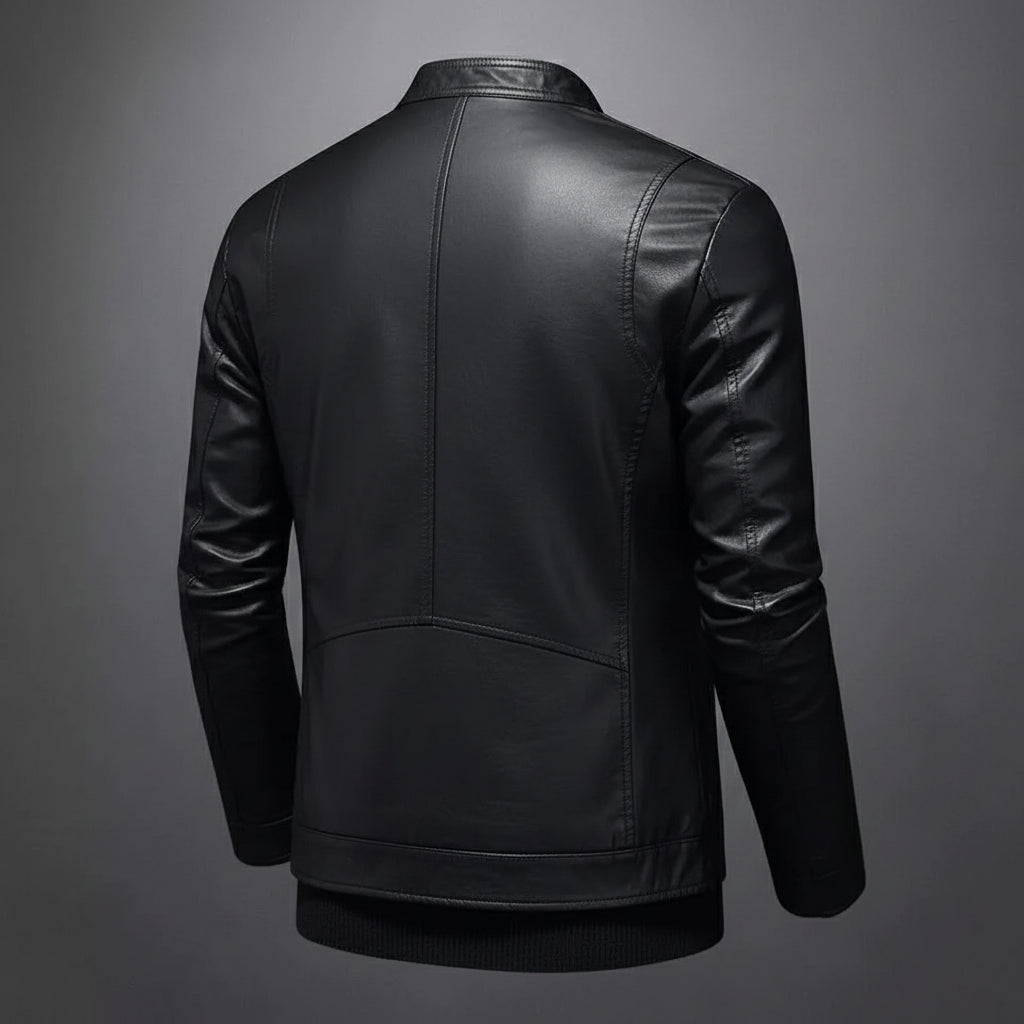 Handmade Made to Order Men Black Slim Fit Leather Jacket, Black Biker Jacket for Men