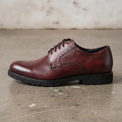 Men's Burgundy Plain-Toe Leather Derbys — Birling