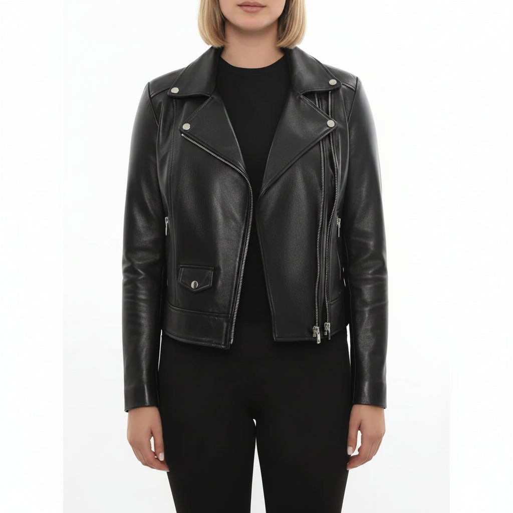Women's Handmade Biker Leather Jacket