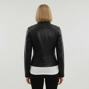 Women's Handmade Cafe Racer Leather Jacket
