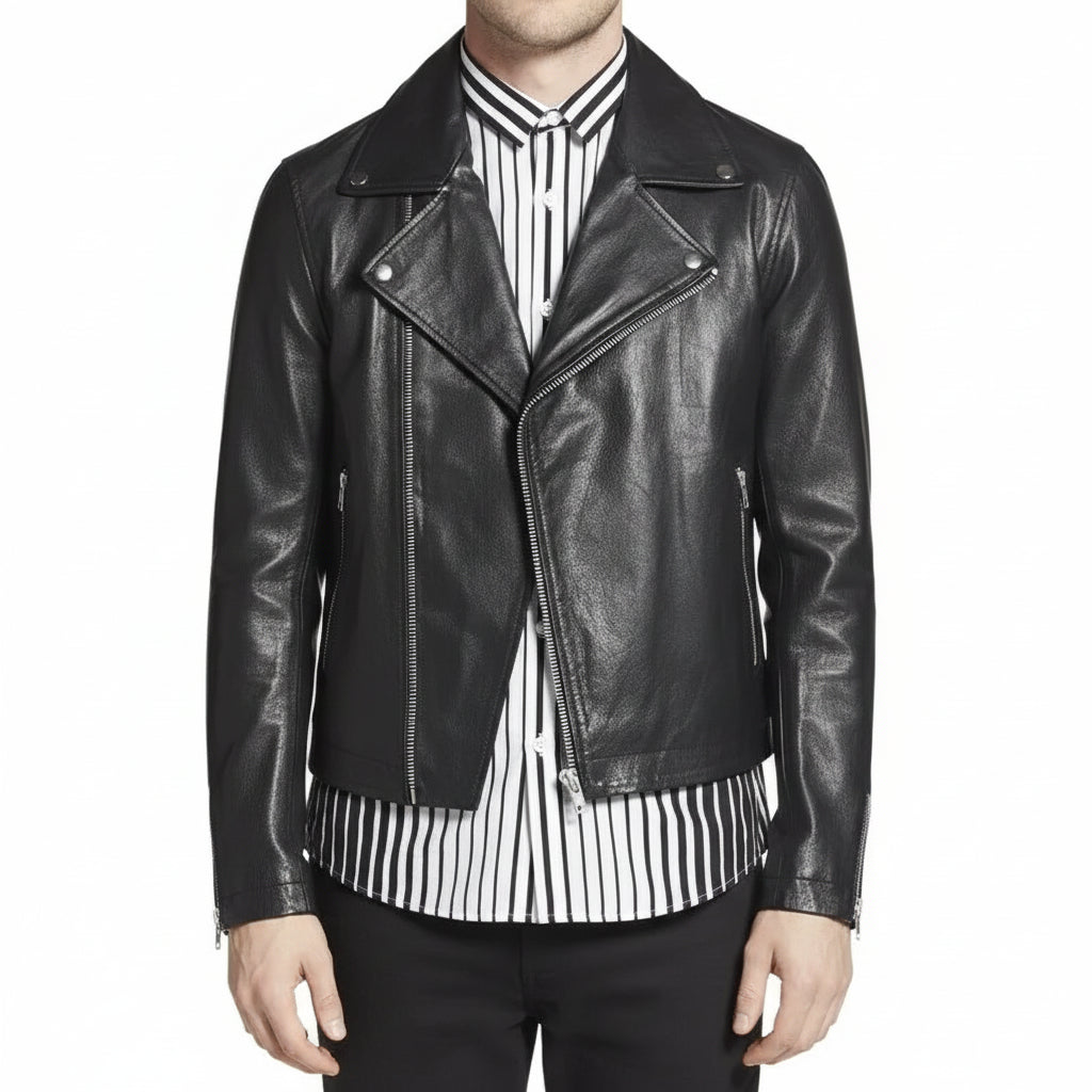 Handmade Men Black Motorcycle Leather Jacket Leather Jacket, Leather Jackets