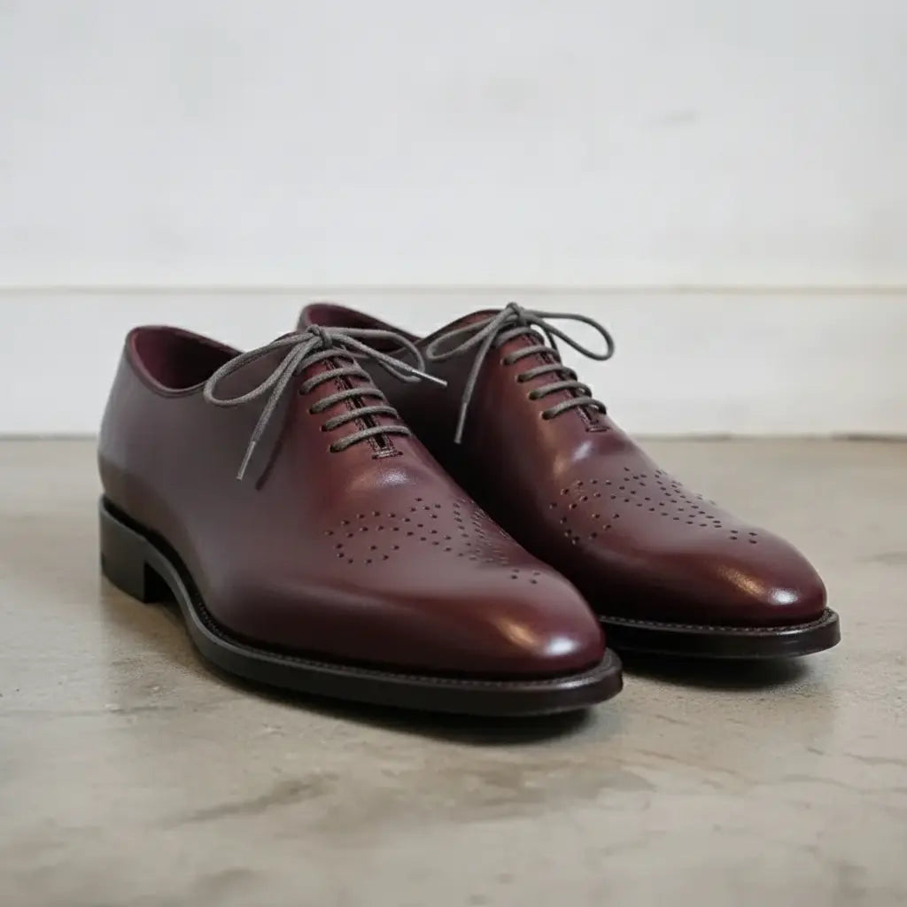 Men's Burgundy Brogue Leather Oxfords — Chadburn