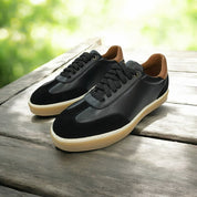 Men's Black Leather and Suede Sneakers