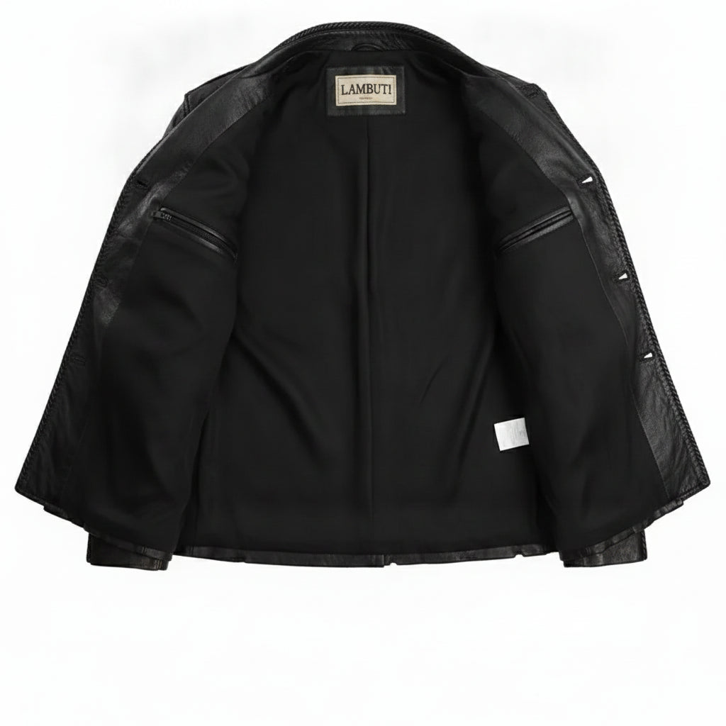 Men's Black Fringe Leather Biker Jacket