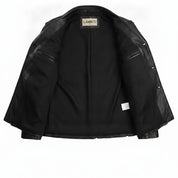 Men's Black Fringe Leather Biker Jacket