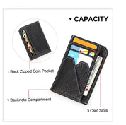 Men's Slim Leather RFID Zipper Coin Purse Wallet