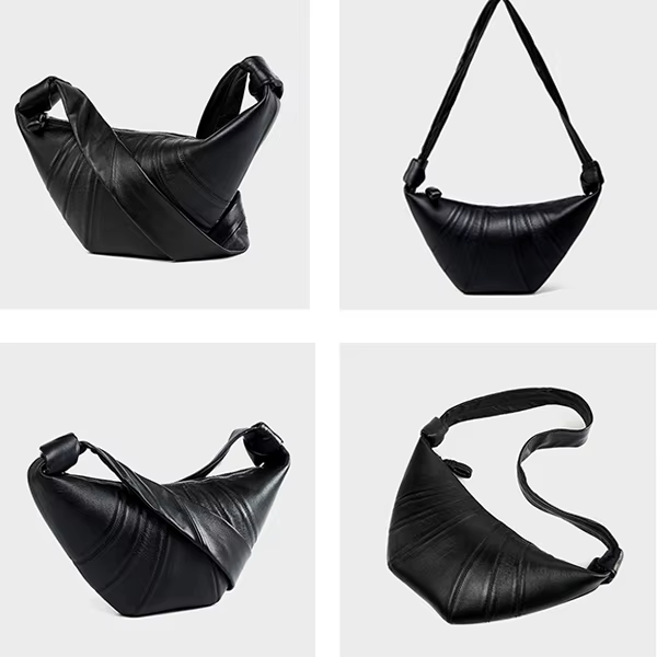 Women's Genuine Leather  Croissant Crossbody Bag - Slouchy Hobo Bag