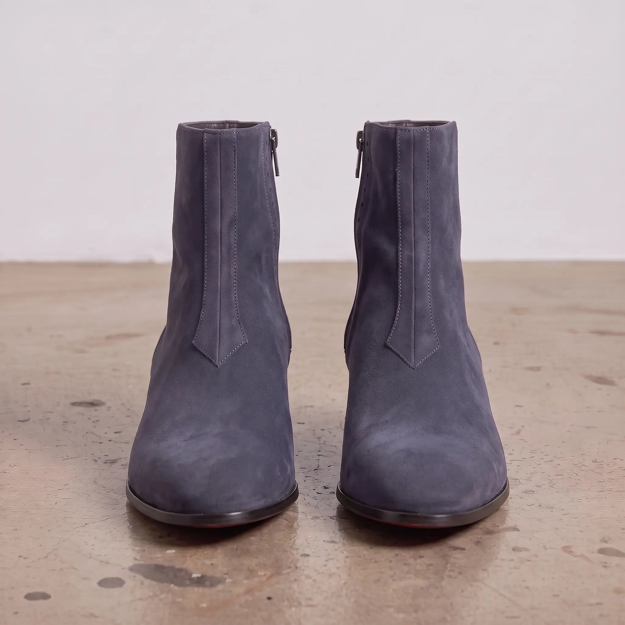 Men's Navy Blue Plain-Toe Suede Ankle Boots — Merrick