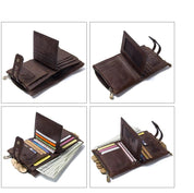 Men's 14 Card Slots Leather Bifold Wallet  and Zipper Coin Pocket