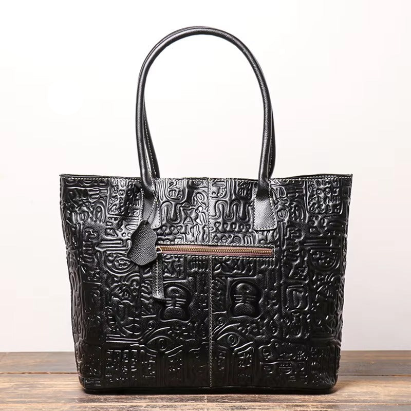 Vintage Women's Leather Tote, Large Capacity Crossbody Bag for Everyday Use