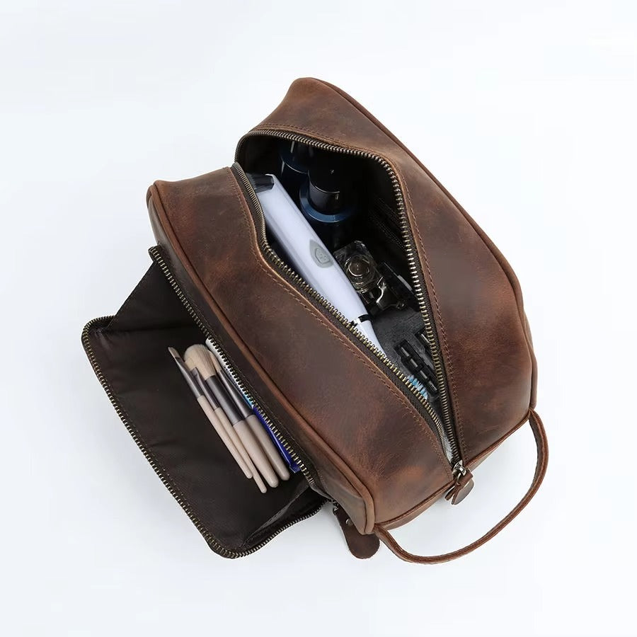 Premium Leather Toiletry Bag – Durable Travel Organizer
