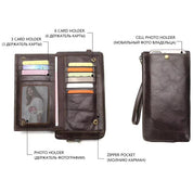 Slim RFID Wallet for Men - Genuine Leather Wallet with Phone Holder