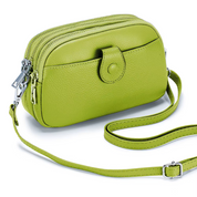 Women's Black Full-Grain Leather Crossbody Phone Bag