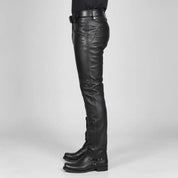 Men's Black Double Zip Leather Moto Pants — Hadley