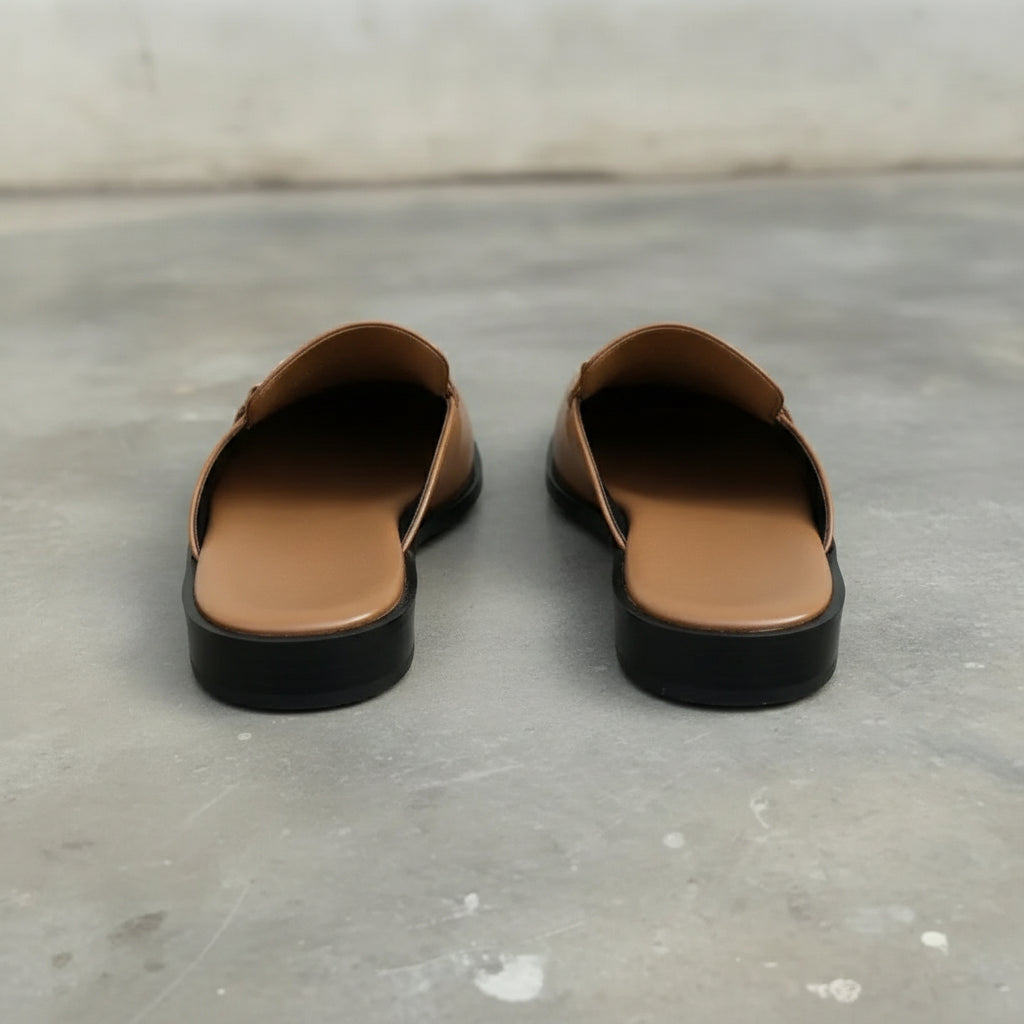 Men's Tan Apron-Toe Leather Bit Loafers