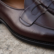 Men's Dark Brown Apron-Toe Leather Penny Loafers — Randolph