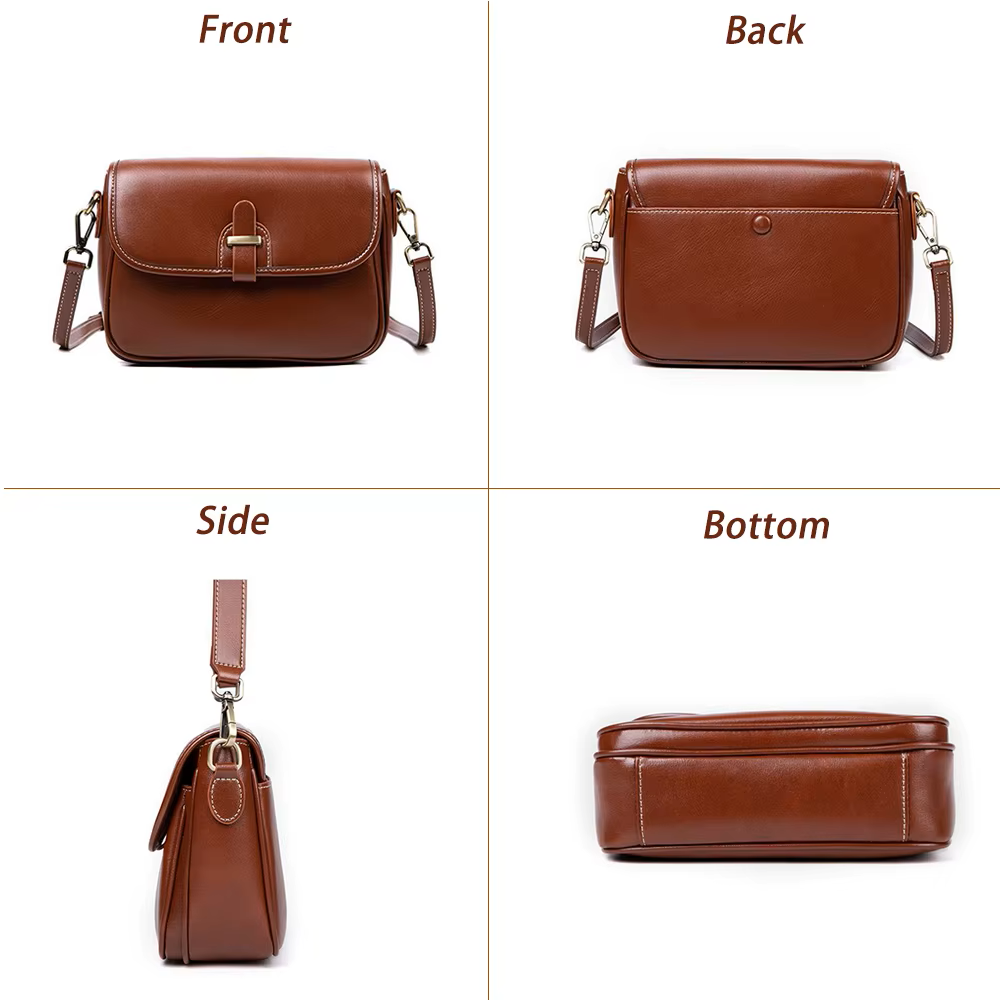 Women's Vintage Full-Grain Leather Crossbody Bag