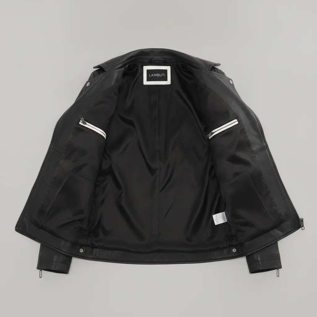 Women's Black Quilted Leather Biker Jacket — Colgrave