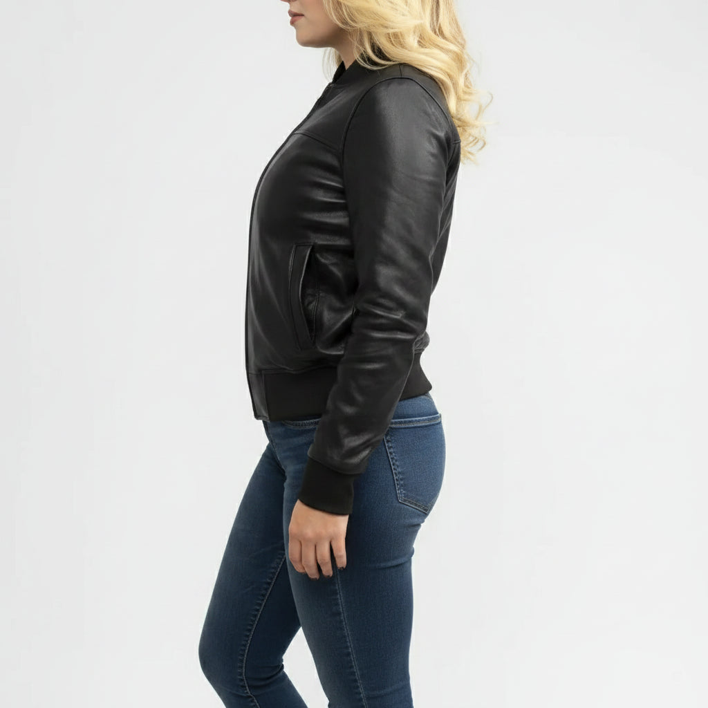 Gothic Women's Black Diamond Leather Jacket, Women's Rocker Style Cowhide Jacket