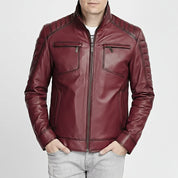 Men's Antique Maroon Classic Biker Leather Jacket