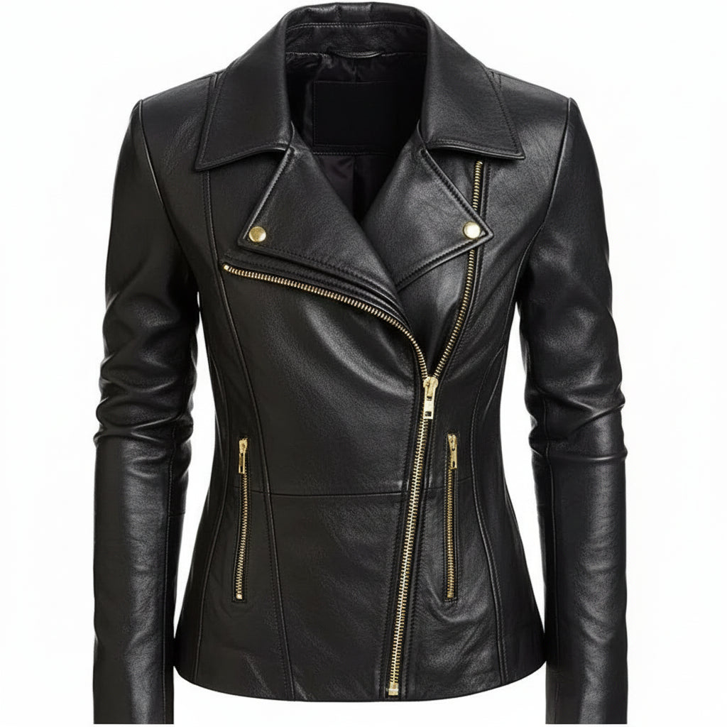 Women's Handmade Leather Jacket, Biker Leather Jacket, Black Leather Jacket Womens