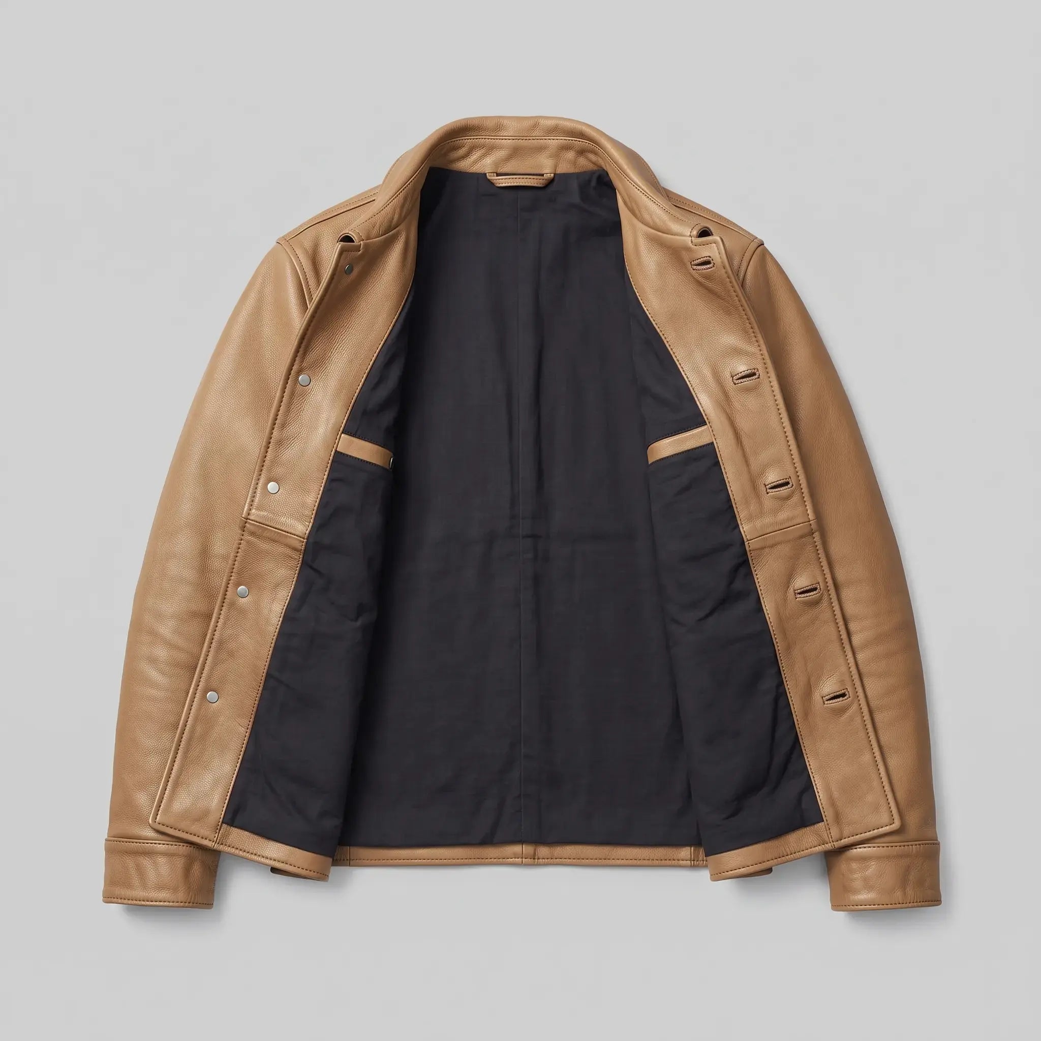 Men's Tan Leather Trucker Jacket — Moulton