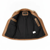 Women's Tan Studded Leather Biker Jacket — Lancaster