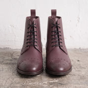 Men's Burgundy Cap-Toe Leather Derby Boots — Eltham