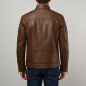 Handmade Men Brown Real Leather Motocycle Jacket, Men Antique Brown Biker Jacket