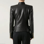Women’s Handmade Black Leather Jacket - Biker Leather Jacket