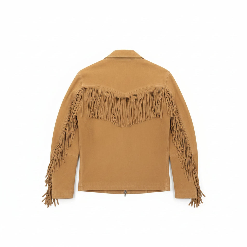 Men's Handmade Suede Leather Fringes Cowboy Jacket