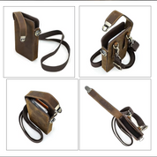 Men's Adjustable Strap Multi-Use Full- Grain Leather Crossbody Bag