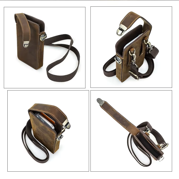 Men's Adjustable Strap Multi-Use Full- Grain Leather Crossbody Bag