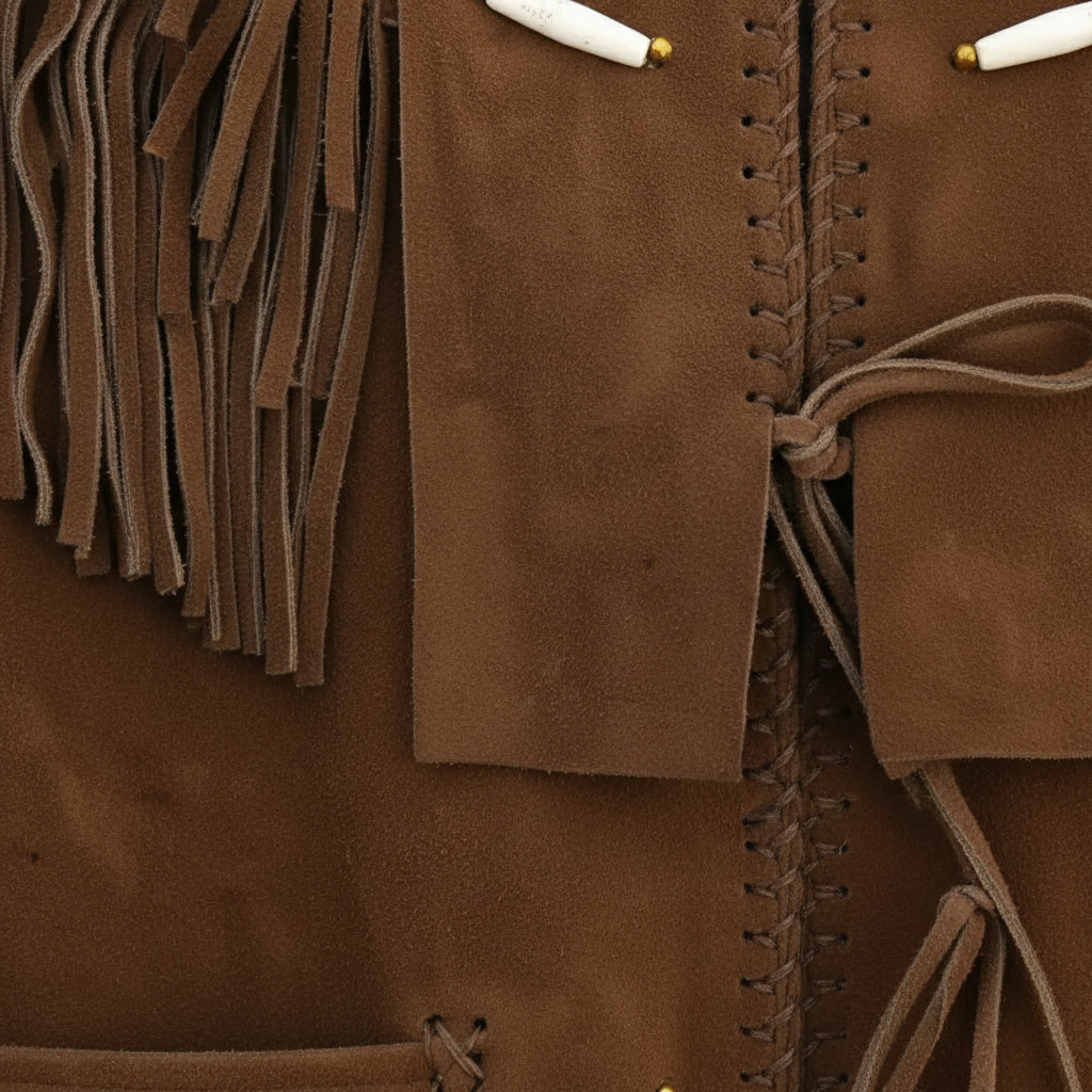 Handmade Men’s Tan Suede Western Fringe Jacket, Classic Cowboy Style